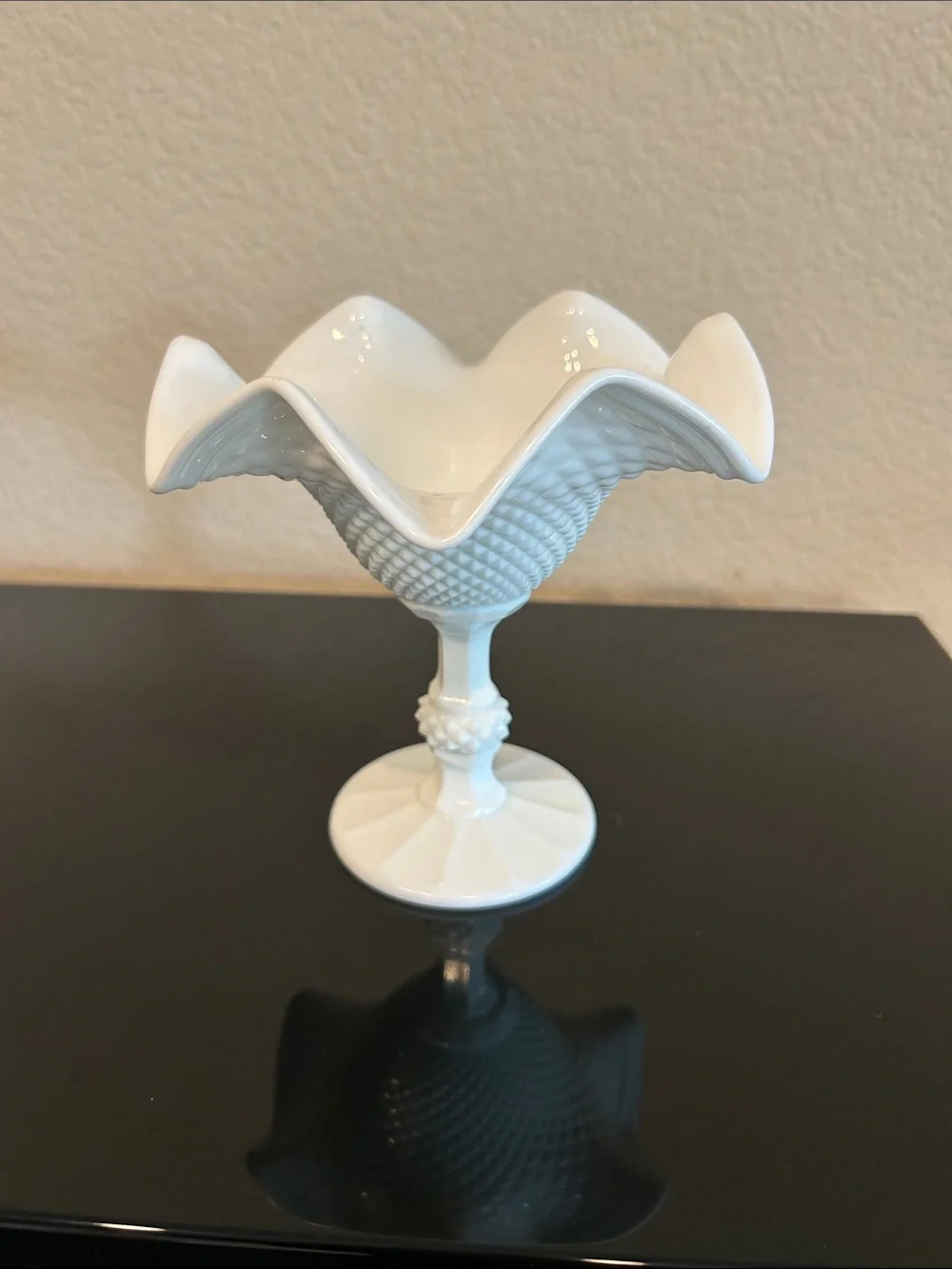 White Milk Glass Compote Pedestal Bowl - Unbranded
